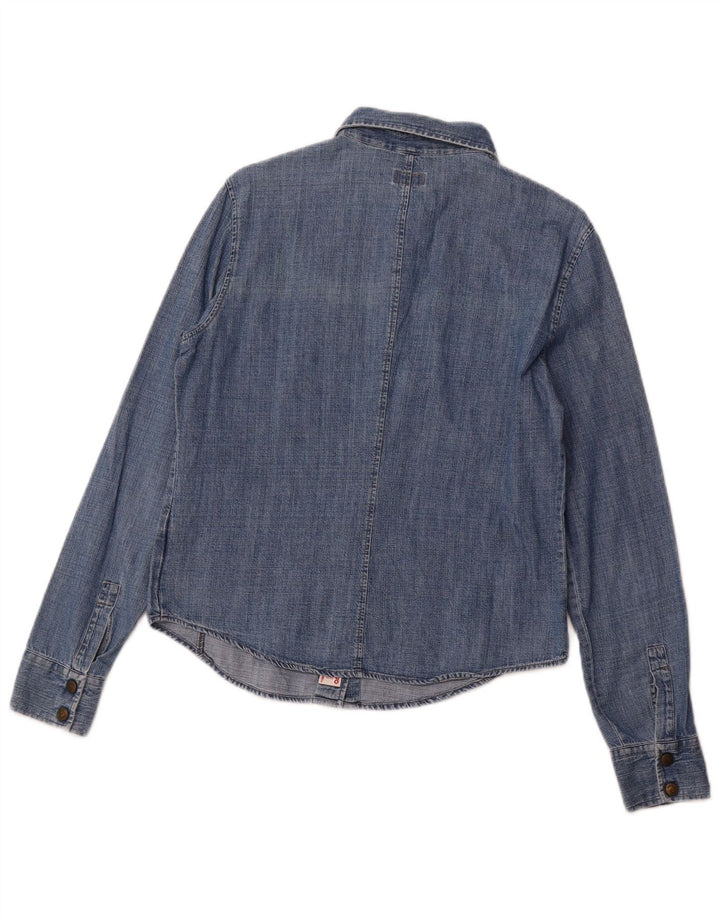 ARMANI JEANS Womens Denim Shirt UK 14 Medium Blue Cotton