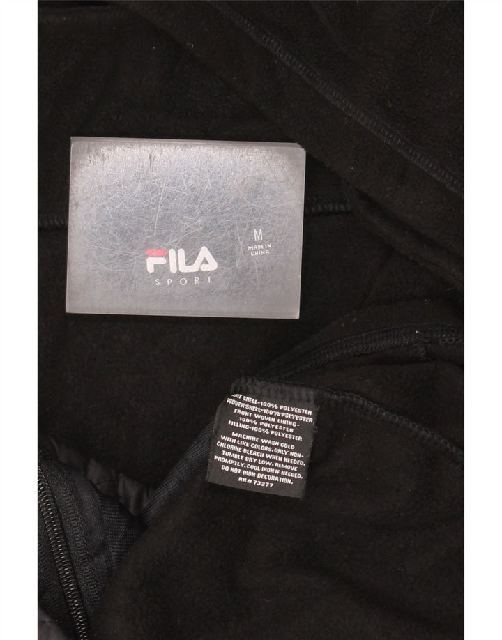 Fila Womens Hooded Fleece Jacket UK 14 Medium Black Polyester