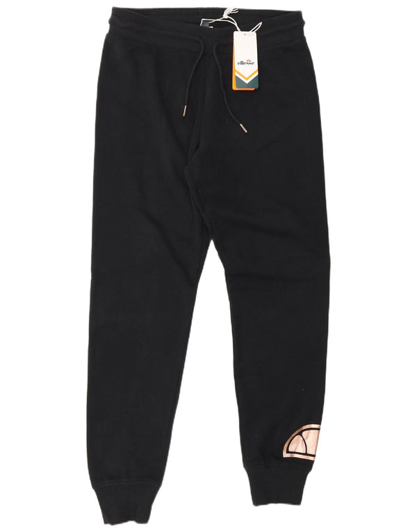 Ellesse Womens Graphic Tracksuit Trousers Joggers UK 10 Small Black Cotton