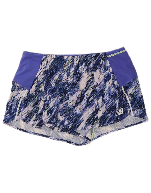 NEW BALANCE Womens Abstract Pattern Sport Shorts UK 14 Medium  Blue