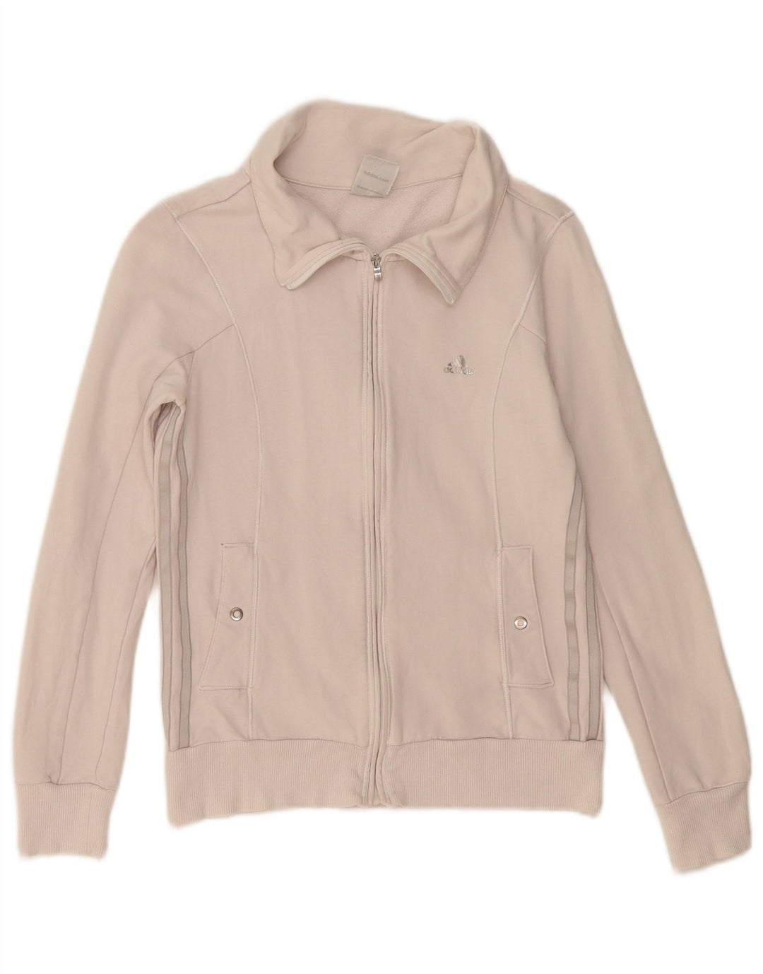 ADIDAS Womens Tracksuit Top Jacket UK 10 Small White Cotton