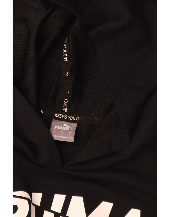 Puma Womens Graphic Oversized Hoodie Jumper UK 10 Small Black Polyester