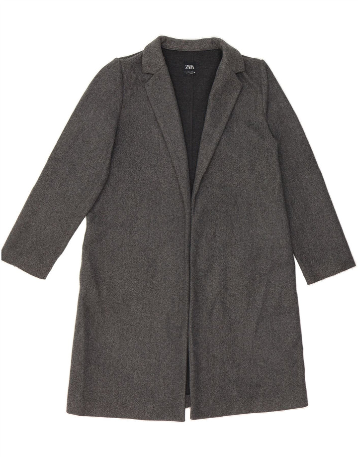 ZARA Womens Open Overcoat UK 16 Large Grey Polyester Vintage Zara and Second-Hand Zara from Messina Hembry 