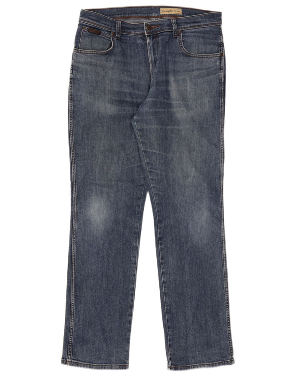 Wrangler Mens Texas Stretch Straight Jeans W34 L32 Blue Cotton