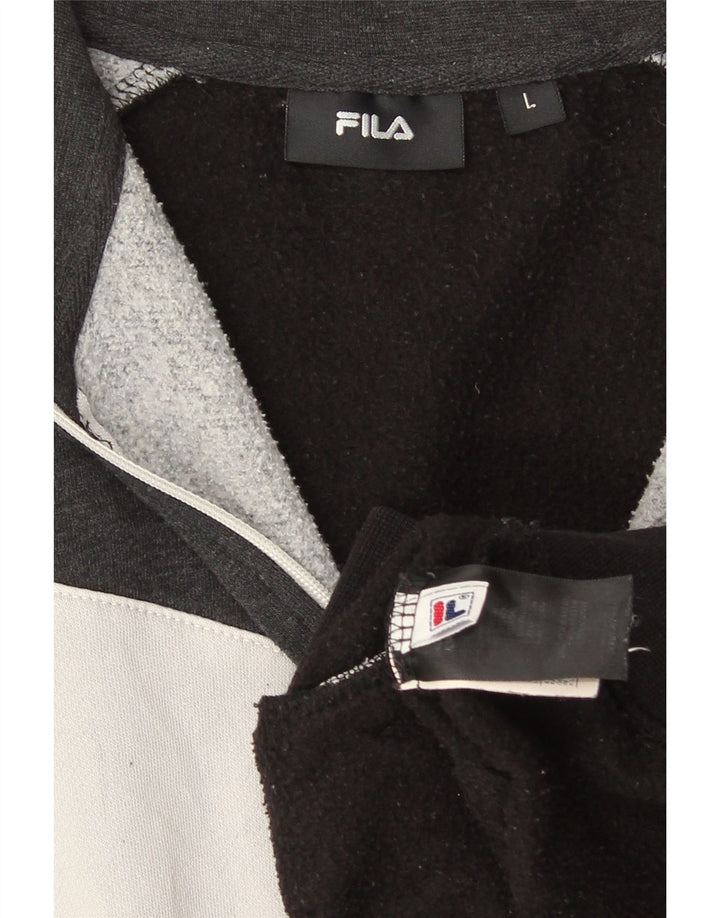 Fila Mens Tracksuit Top Jacket Large Black Colourblock Cotton
