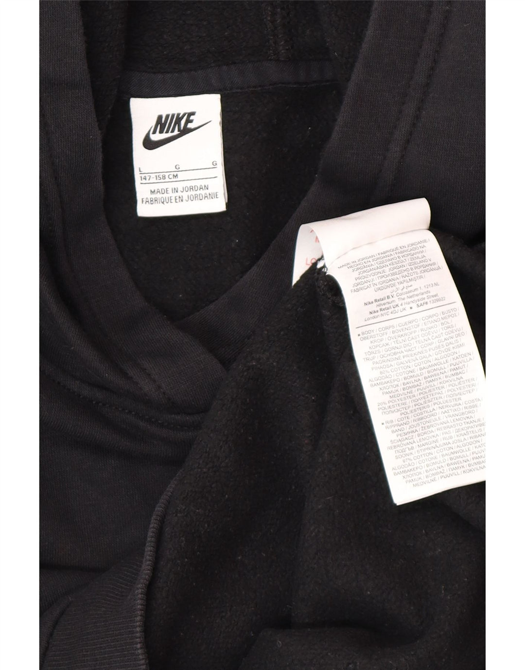 Nike Boys Hoodie Jumper 12-13 Years Large Black Cotton