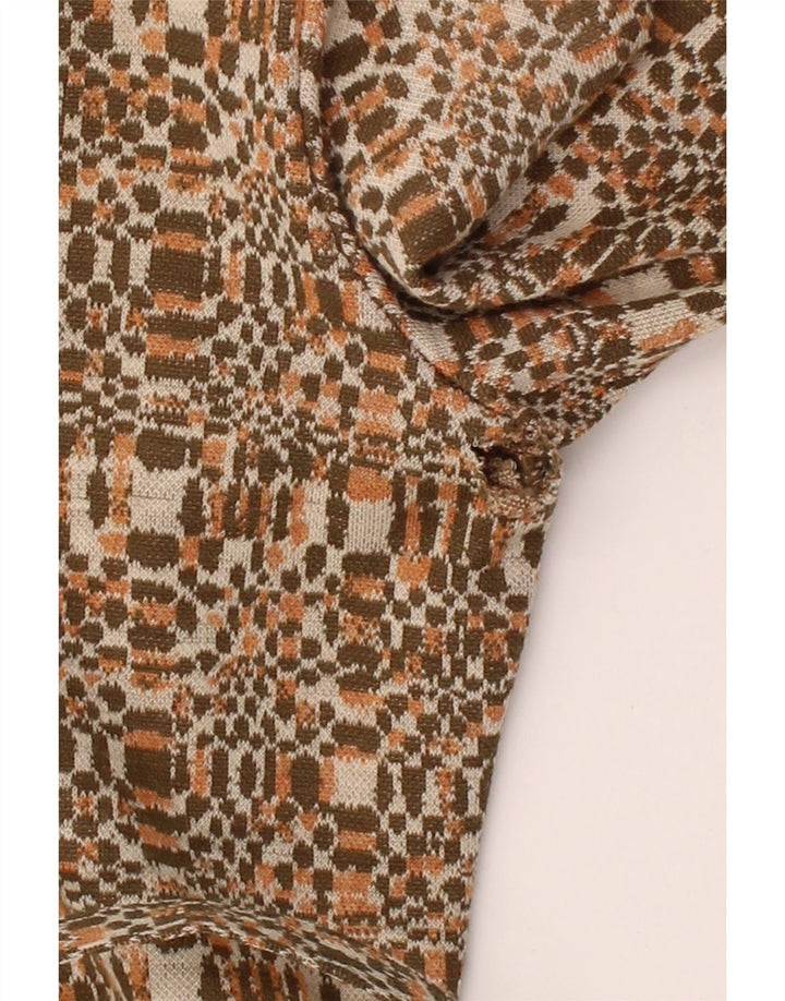 MONA Womens Abstract Pattern Long Sleeve Jumper Dress EU 40 Medium Brown Vintage Mona and Second-Hand Mona from Messina Hembry 