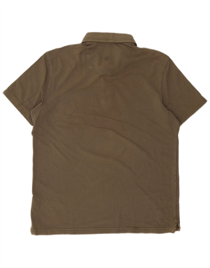 FAT FACE Mens Polo Shirt Large Khaki Cotton