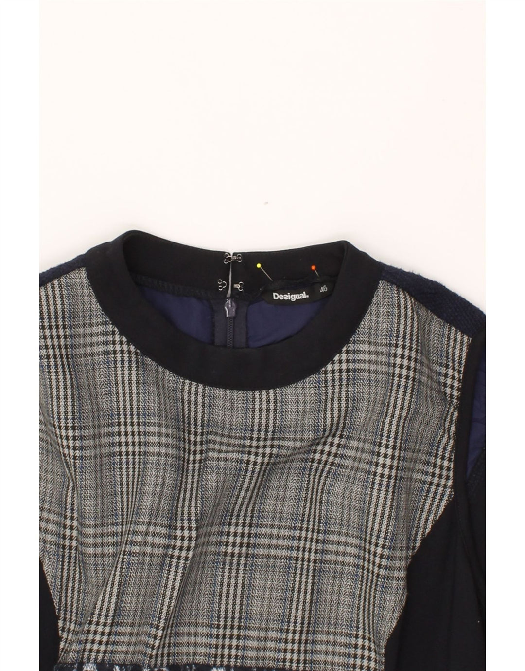 DESIGUAL Womens Sleeveless Sheath Dress EU 46 XL Navy Blue Patchwork Vintage Desigual and Second-Hand Desigual from Messina Hembry 