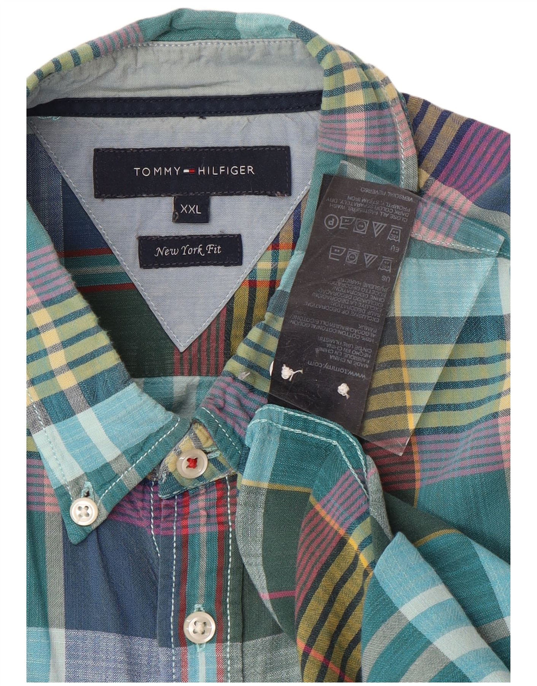 TOMMY HILFIGER Mens New York Fit Shirt 2XL Multicoloured Check Cotton