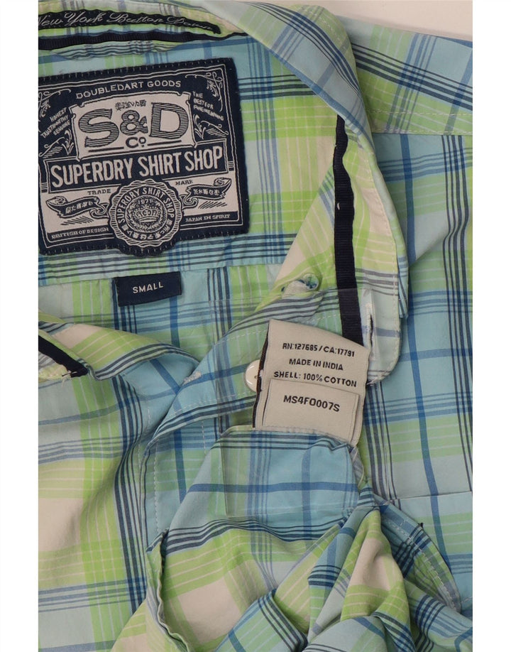 Superdry Mens Shirt Small Green Check Cotton