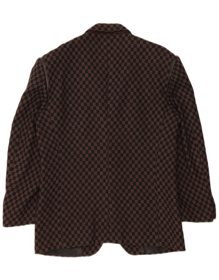 Vintage Mens 2 Button Blazer Jacket UK 38 Medium Brown Check