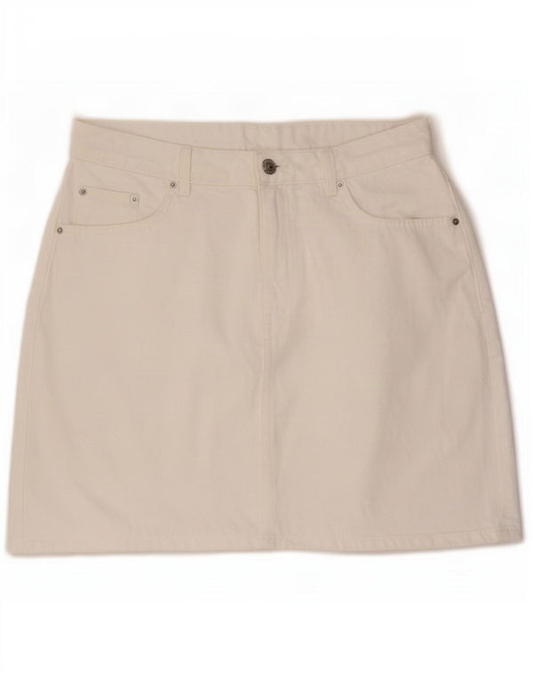 Marks & Spencer Womens Mini Denim Skirt UK 14 Large W32 White Cotton