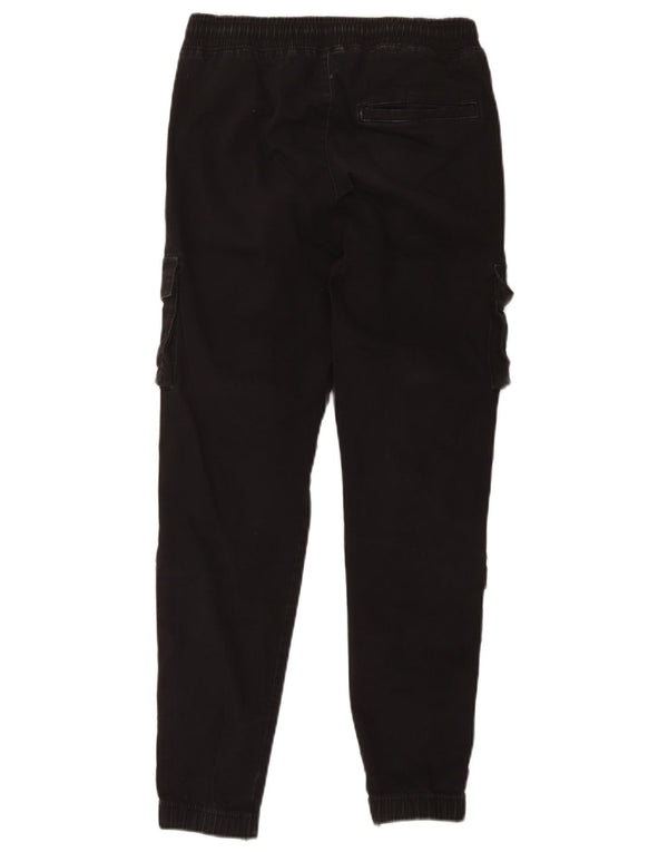 Hollister Mens Crop Joggers Cargo Trousers XS W30 L26 Black Cotton