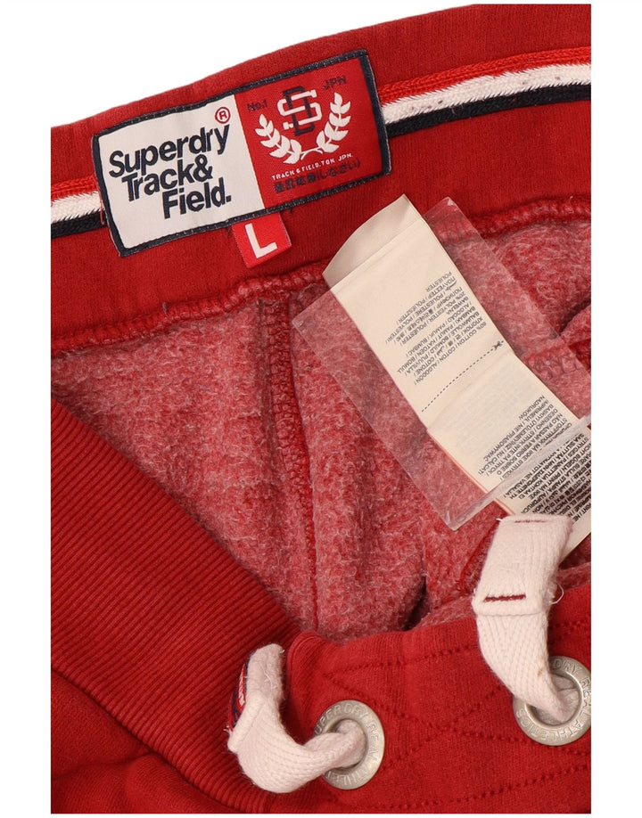 SUPERDRY Mens Track & Field Graphic Tracksuit Trousers Joggers Large  Red