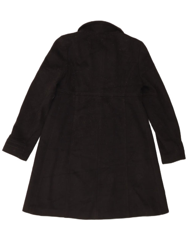 Zara Womens Double Breasted Coat UK 10 Small Black Wool