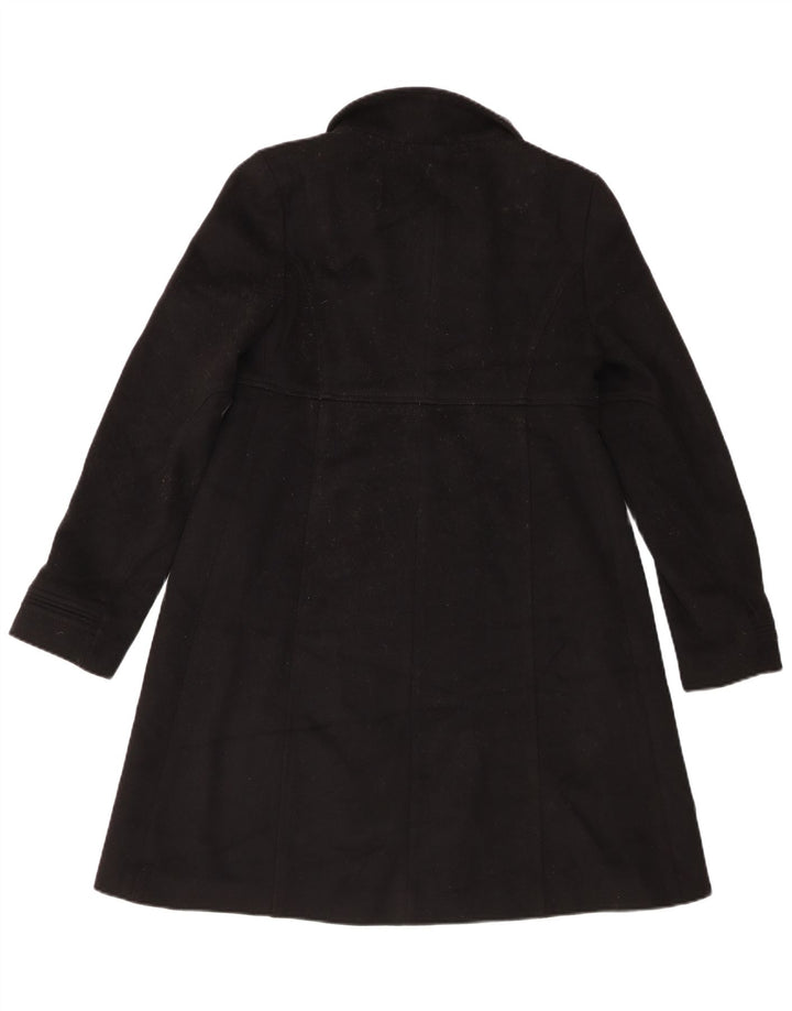 Zara Womens Double Breasted Coat UK 10 Small Black Wool