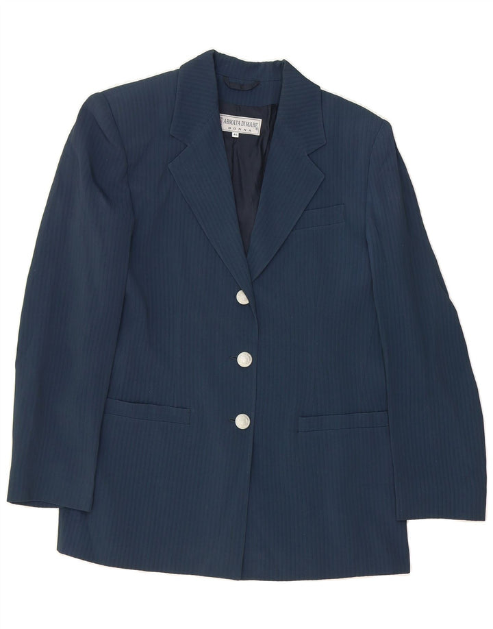 ARMATA DI MARE Womens Blazer Jacket IT 46 Large Navy Blue Pinstripe Vintage Armata Di Mare and Second-Hand Armata Di Mare from Messina Hembry 