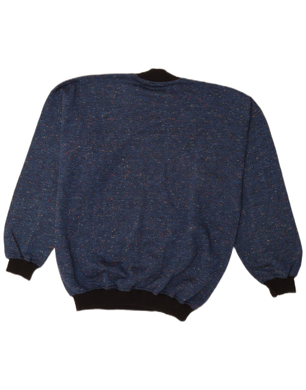Vintage Mens Turtle Neck Jumper Sweater IT 48 Medium Navy Blue Flecked