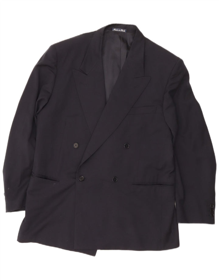 Cerruti 1881 Mens Double Breasted Blazer Jacket Medium Navy Blue Wool
