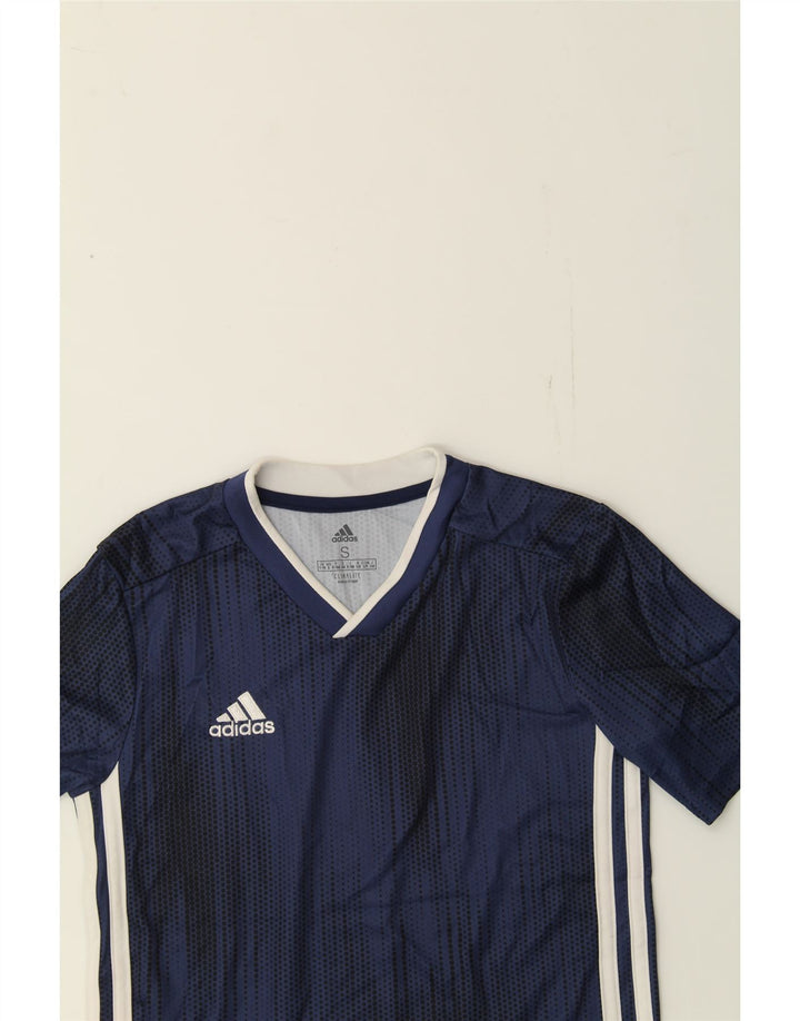 ADIDAS Boys Climalite T-Shirt Top 9-10 Years Small Navy Blue Polyester Vintage Adidas and Second-Hand Adidas from Messina Hembry 