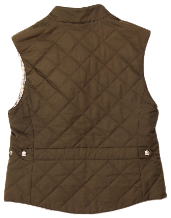 PIKEUR Womens Reversible Quilted Gilet IT 42 Medium Khaki Polyester
