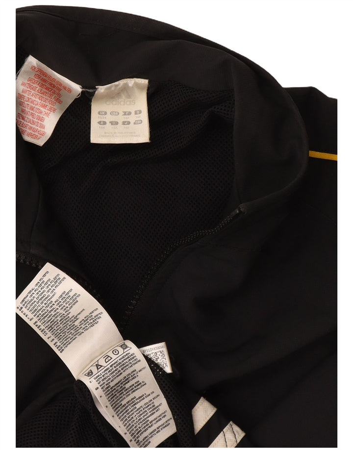 ADIDAS Boys Tracksuit Top Jacket 13-14 Years Black Polyester