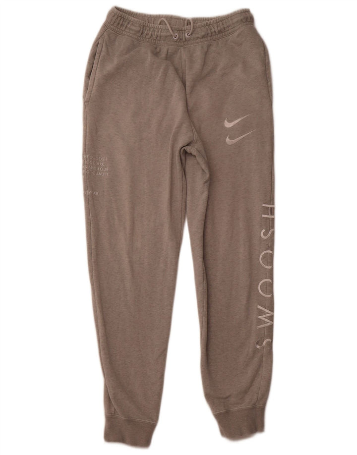 NIKE Womens Graphic Tracksuit Trousers Joggers UK 10 Small  Grey Cotton
