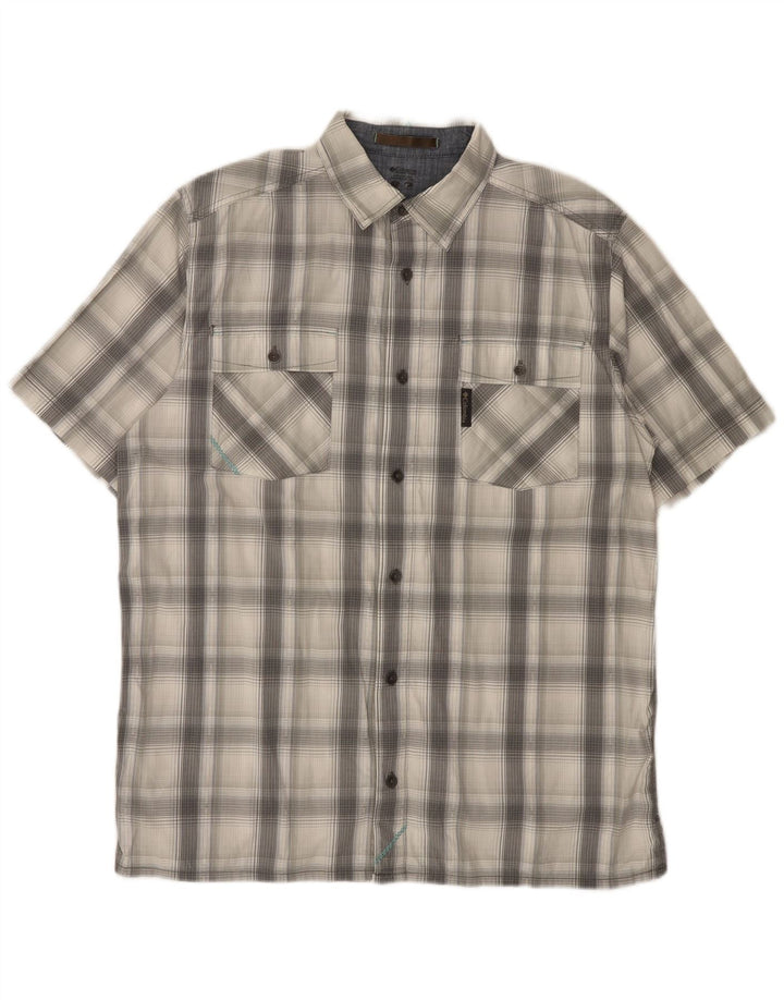 Columbia Mens Short Sleeve Shirt Medium Grey Check Cotton