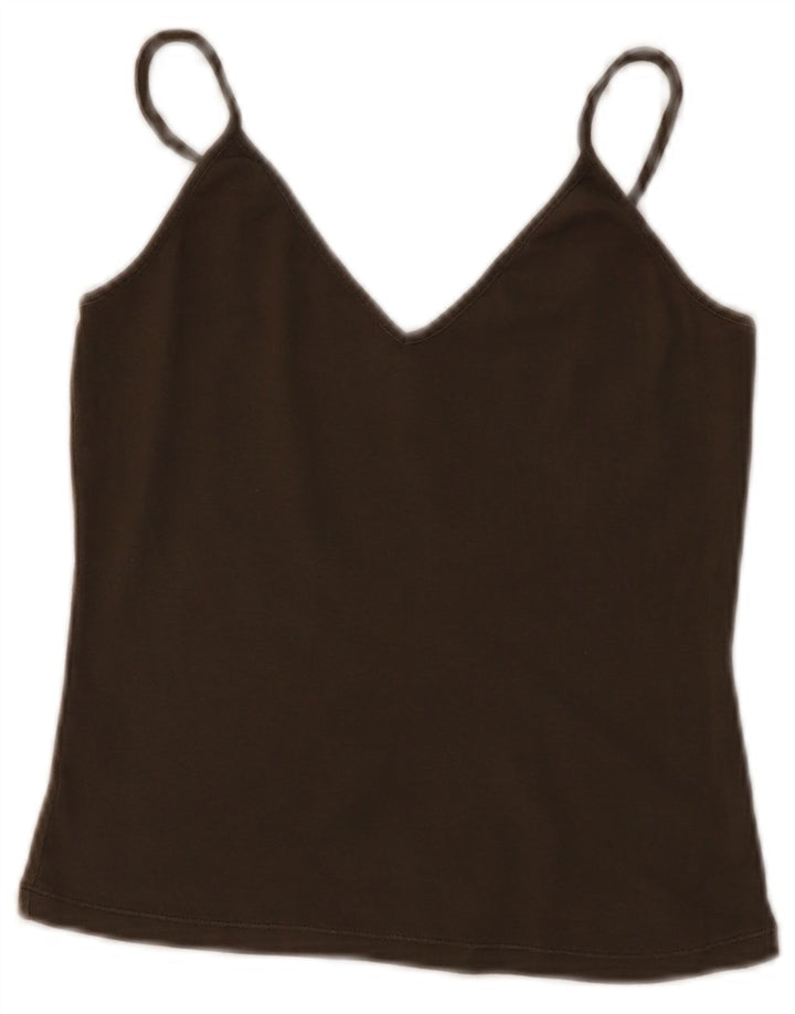 BENETTON Womens Crop Cami Top UK 4 XS Khaki