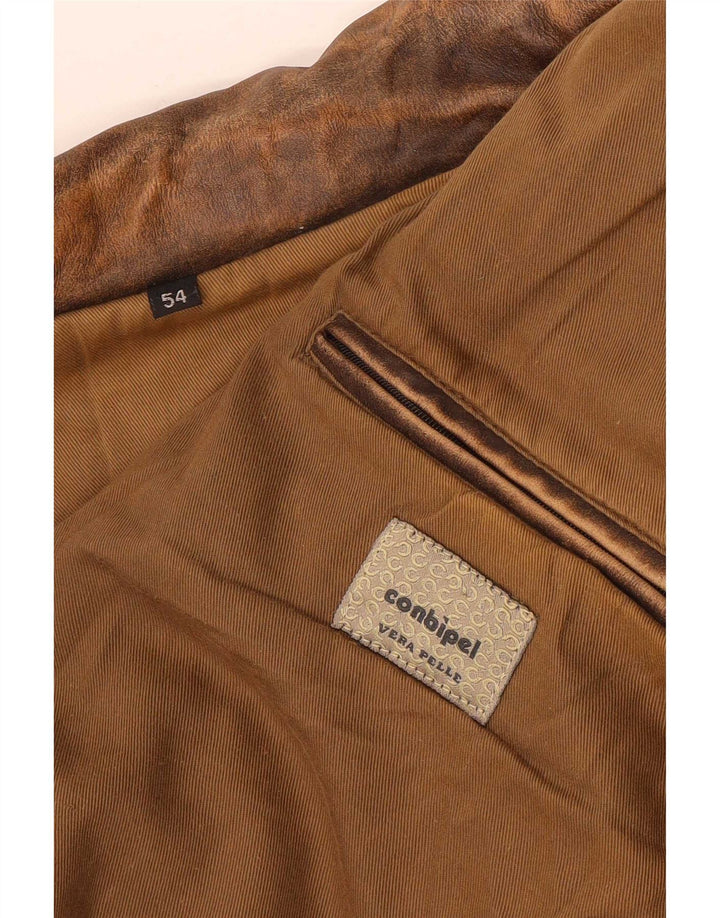 Conbipel Mens Leather Jacket IT 54 XL Brown