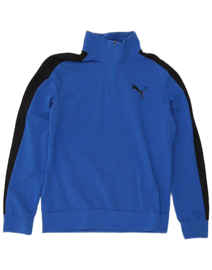 PUMA Mens Zip Neck Sweatshirt Jumper Medium Blue Colourblock