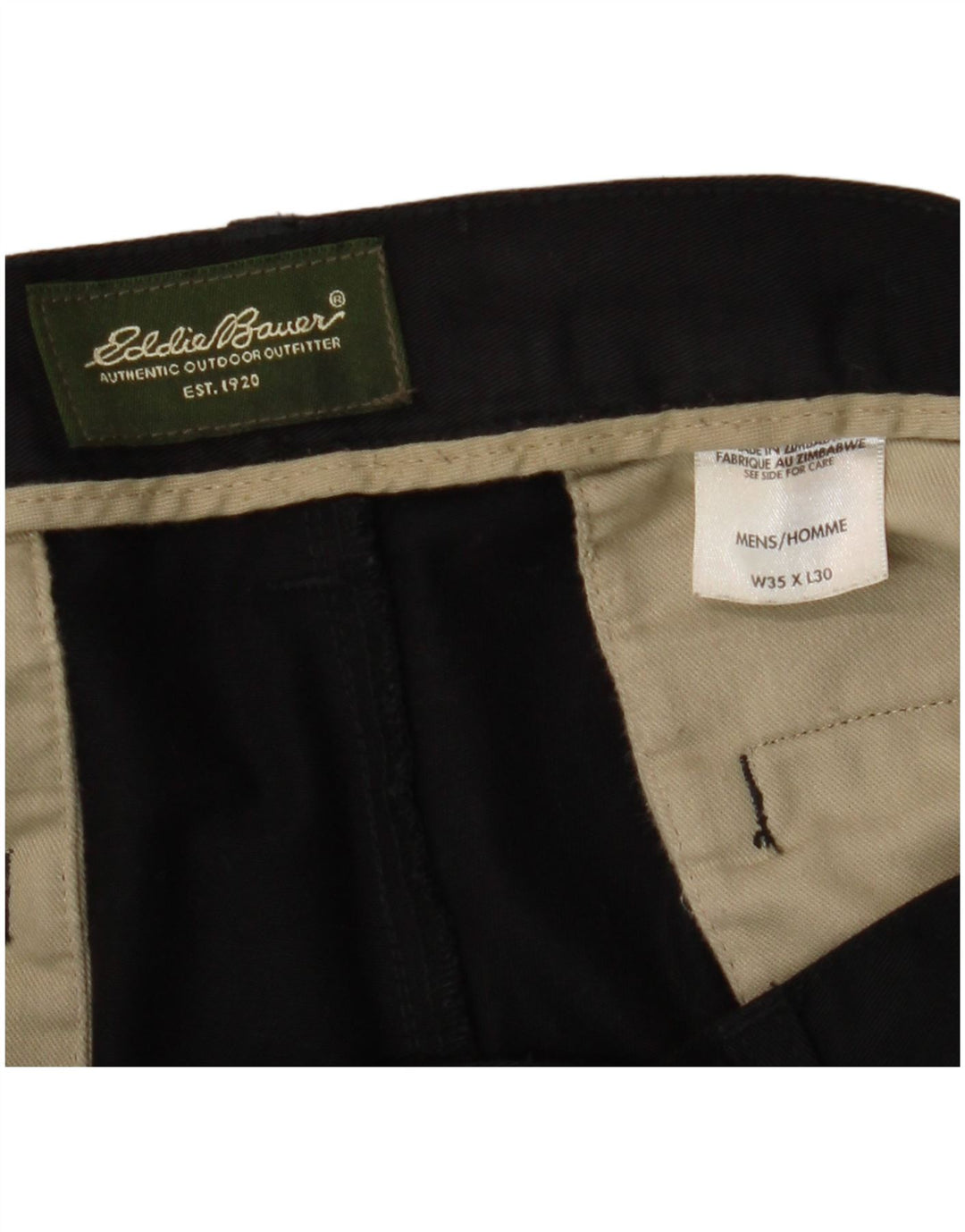 EDDIE BAUER Mens Pegged Chino Trousers W35 L30 Black Cotton