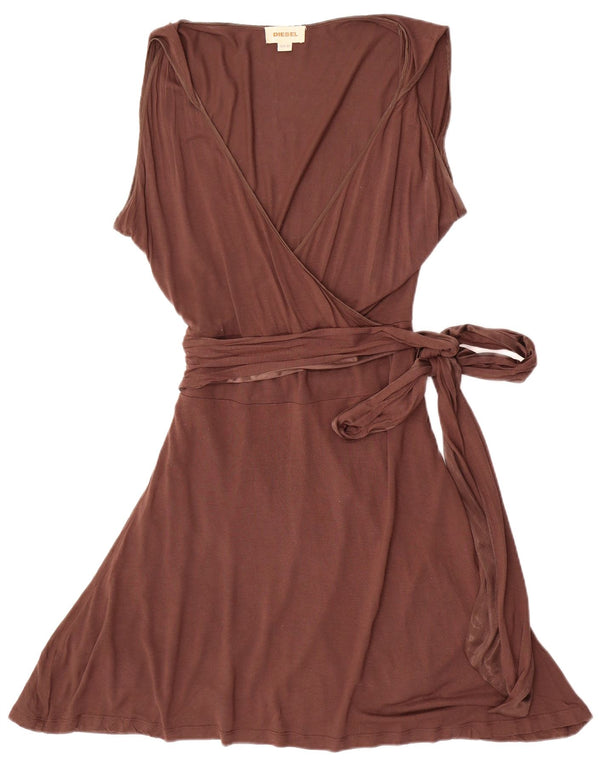 Diesel Womens Sleeveless A-Line Dress UK 6 XS Brown