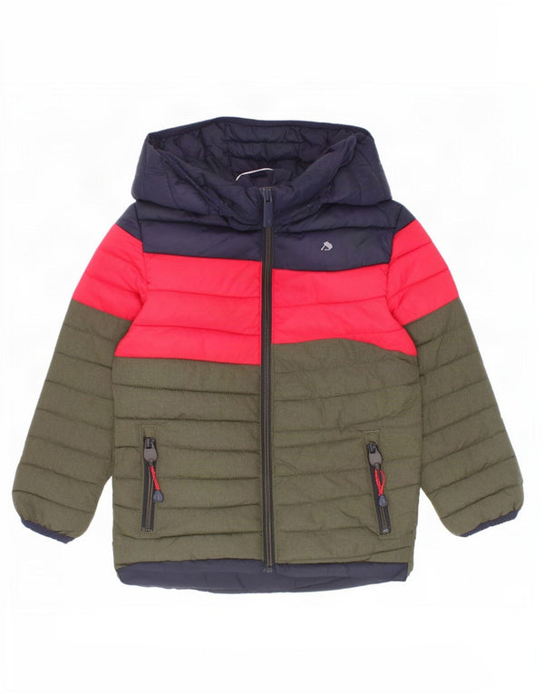 Joules Boys Hooded Padded Jacket 3-4 Years Green Colourblock Polyamide