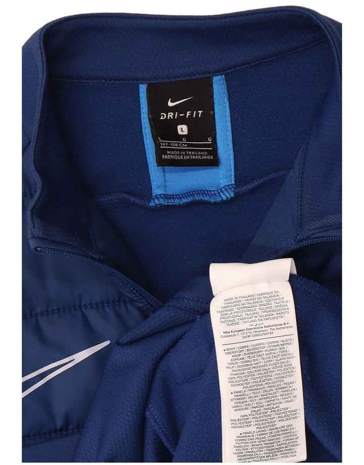 NIKE Boys Dri Fit Pullover Tracksuit Top 12-13 Years Large Blue