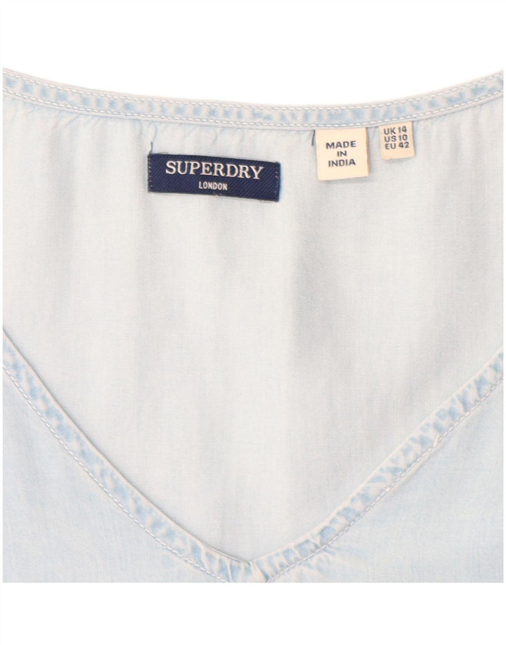 SUPERDRY Womens A-Line Dress UK 14 Medium Blue Lyocell