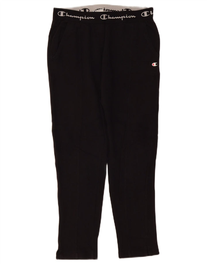CHAMPION Womens Graphic Tracksuit Trousers UK 14 Medium  Black