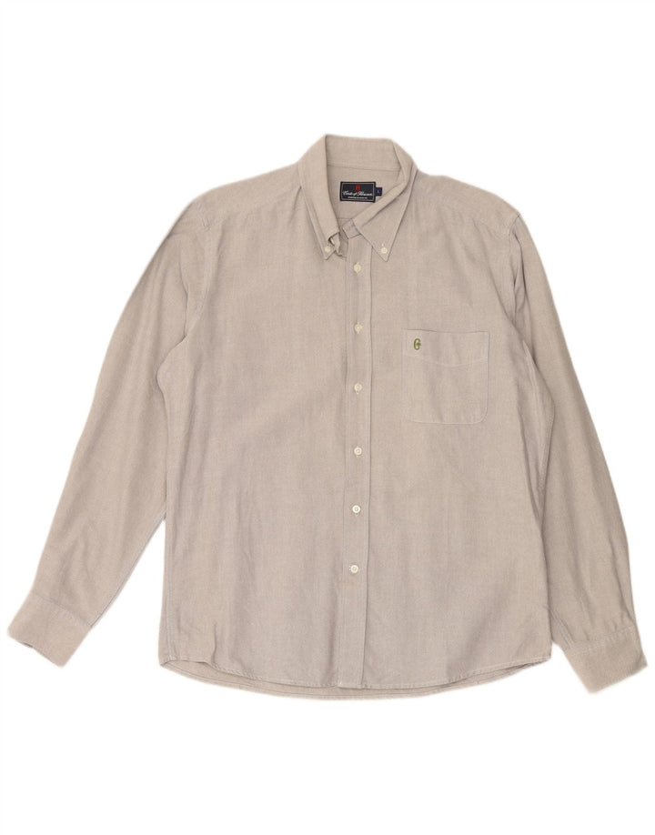 CONTE OF FLORENCE Mens Shirt Large Grey Cotton