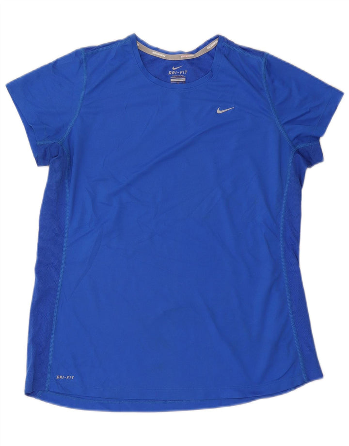 Nike Womens Dri Fit T-Shirt Top UK 18 XL Blue Polyester