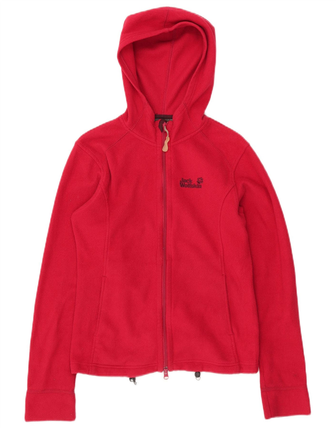 JACK WOLFSKIN Womens Graphic Hooded Fleece Jacket UK 10 Small Red