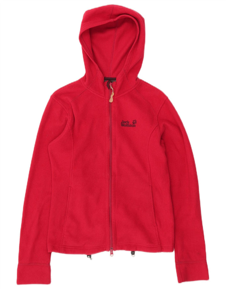 JACK WOLFSKIN Womens Graphic Hooded Fleece Jacket UK 10 Small Red