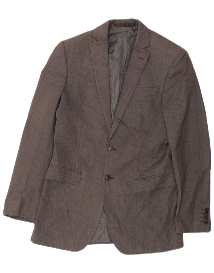 Marks & Spencer Mens 2 Button Blazer Jacket UK 36 Small Grey Wool