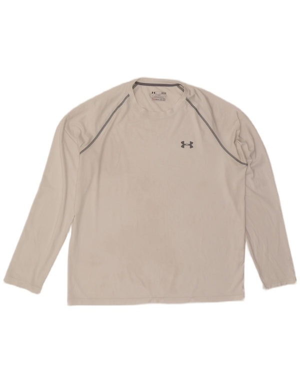 Under Armour Mens Heat Gear Top Long Sleeve Large White Polyester