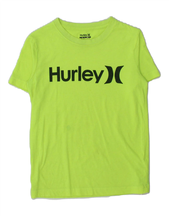 HURLEY Boys Graphic T-Shirt Top 8-9 Years Small Green Polyester Vintage Hurley and Second-Hand Hurley from Messina Hembry 