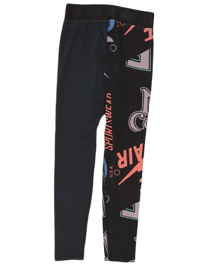 Nike Womens Graphic Leggings UK 12 Medium  Black Cotton