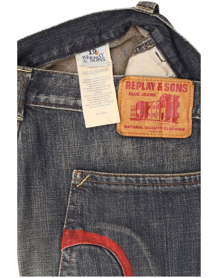 REPLAY Boys Denim Shorts 11-12 Years W29  Navy Blue Cotton