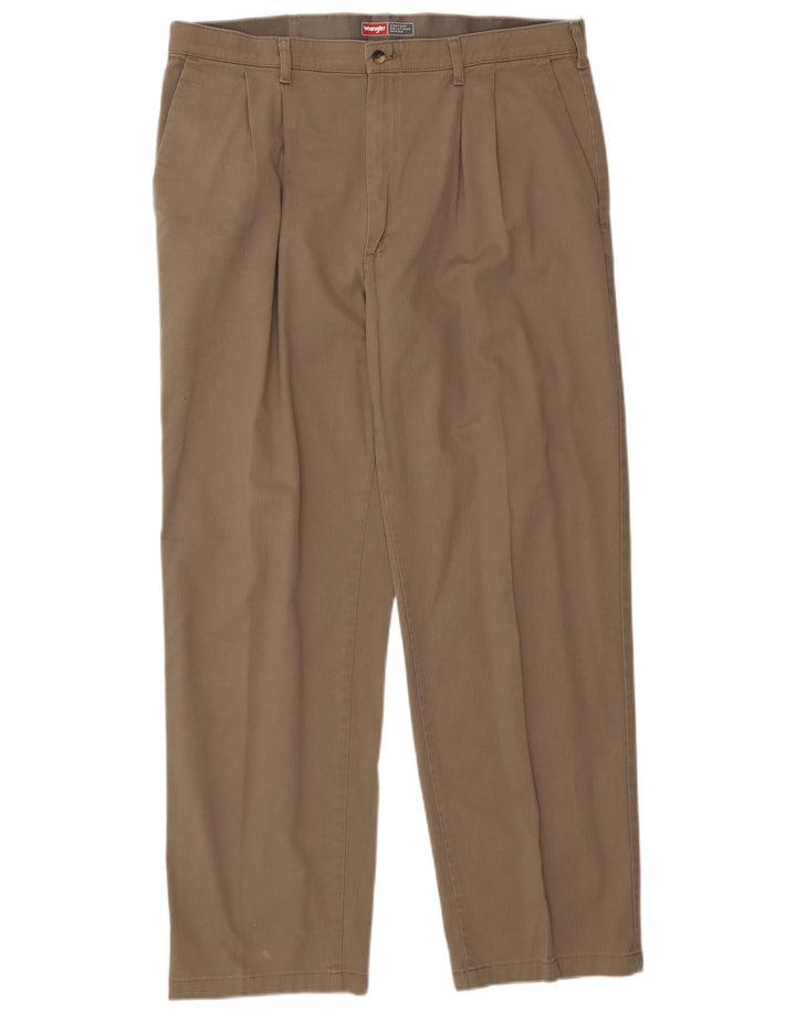 WRANGLER Mens Comfort Fit Pegged Chino Trousers W38 L32 Brown Cotton