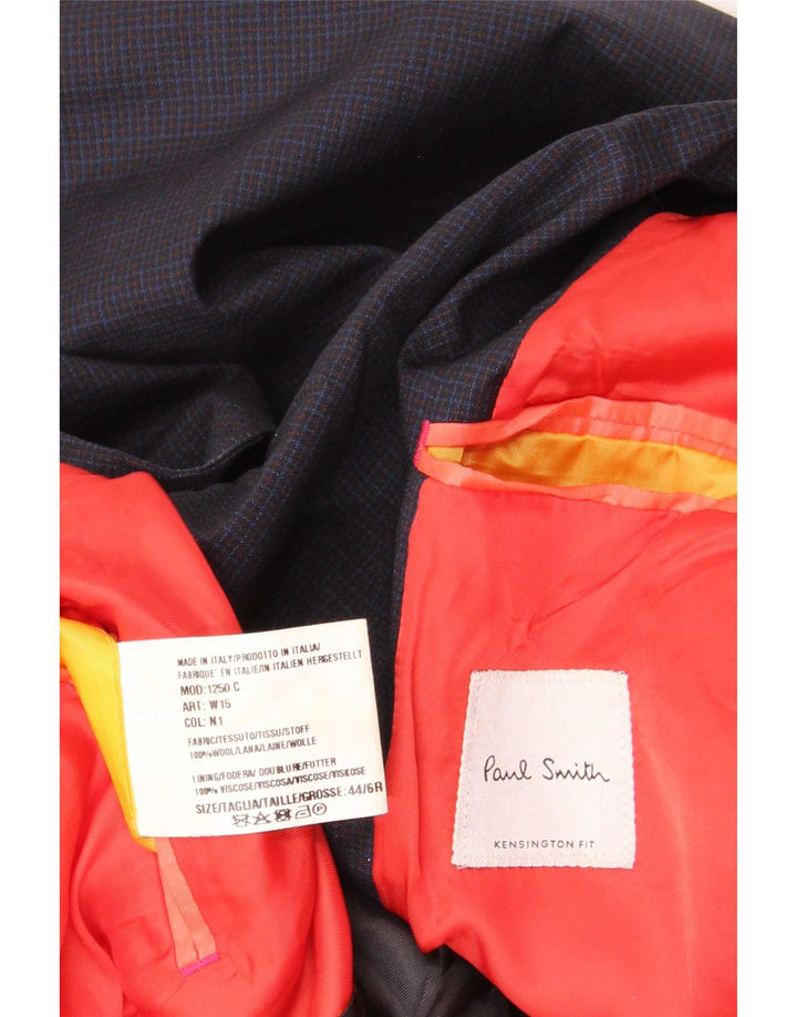 Paul Smith Mens 2 Button Blazer Jacket IT 44 XS Navy Blue Check Wool