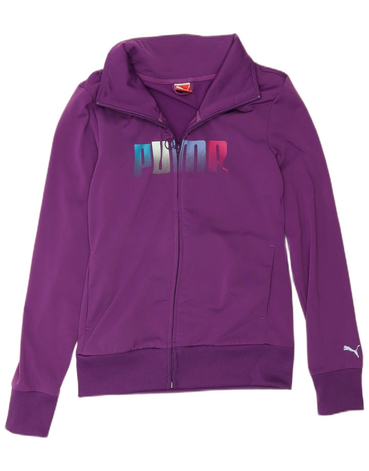 Puma Womens Graphic Tracksuit Top Jacket UK 10 Small Purple Polyester
